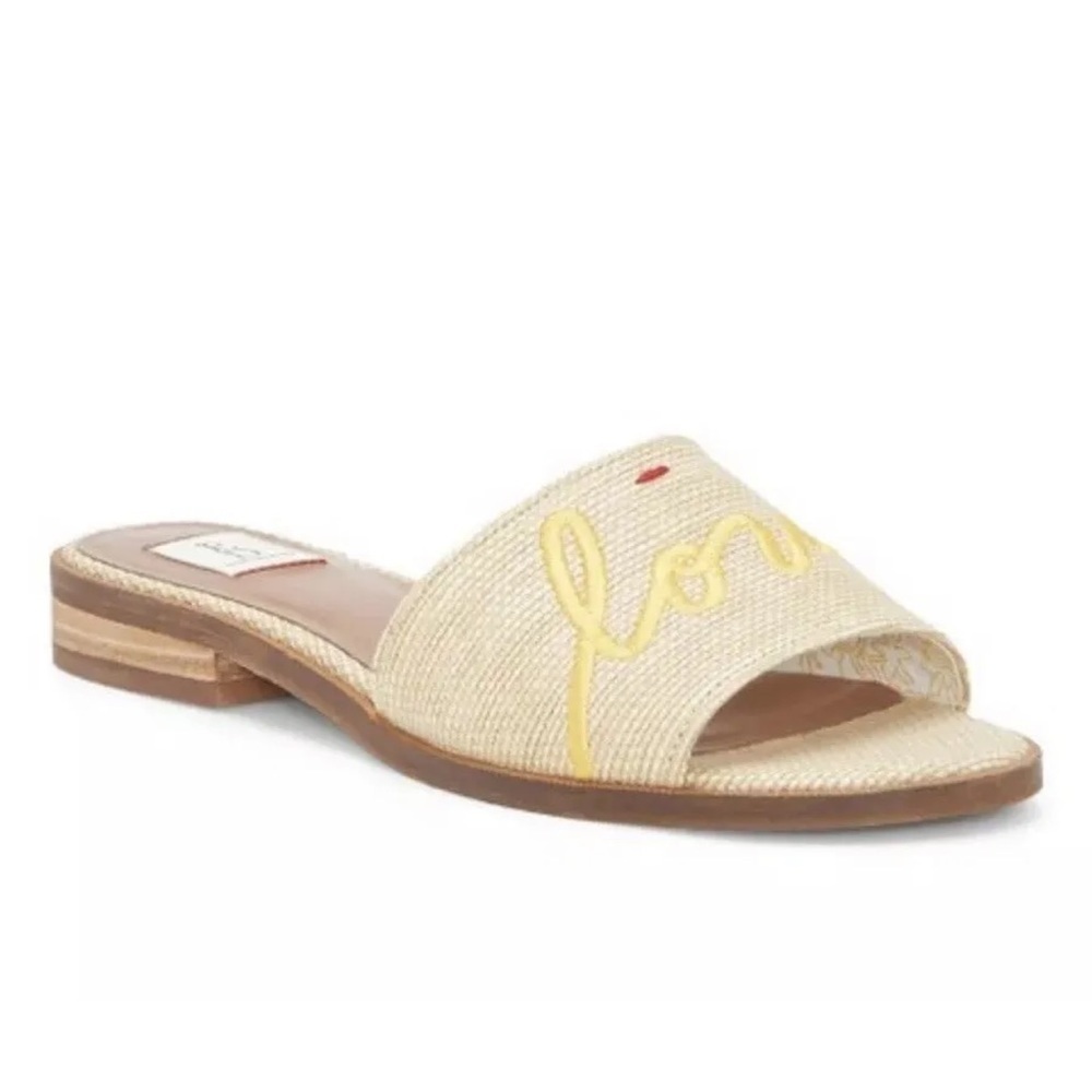 Ellen Degeneres love beige solay slide sandal yellow red beige size 6.5 shoe